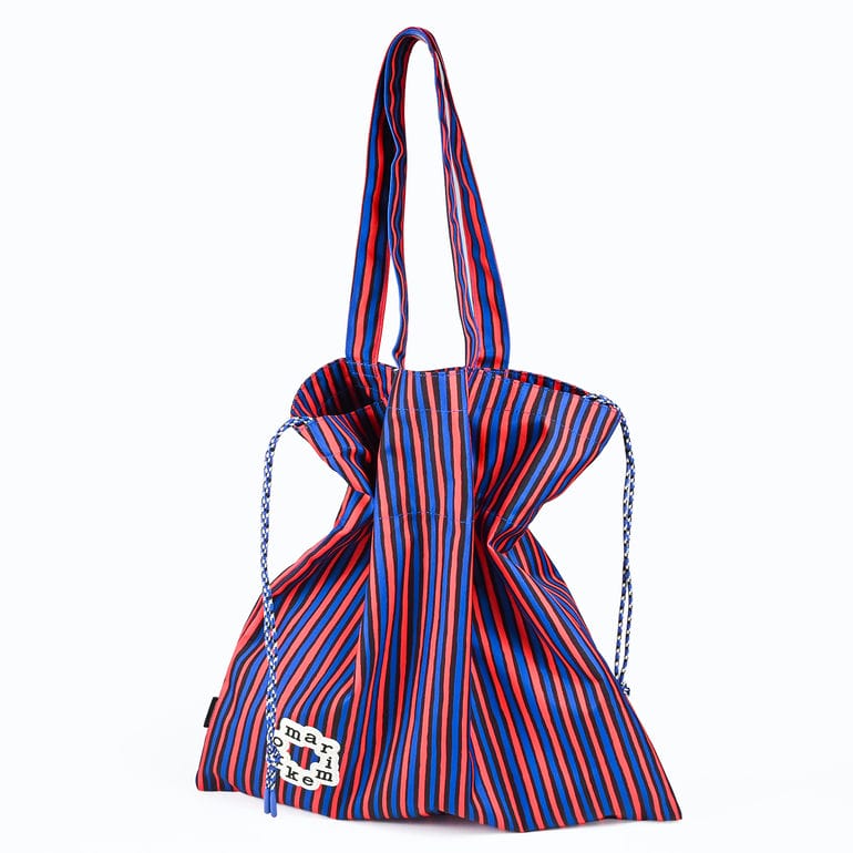 マリメッコ marimekko トートバッグ 買い物袋 ショルダートート Metka メトカ ピッコロ ブルー レッド ストライプ 95334 095334 887 A4サイズ収納可能 北欧雑貨 北欧デザイン