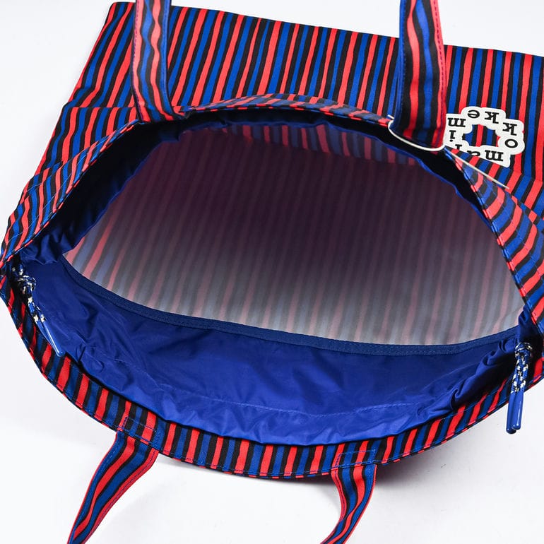 マリメッコ marimekko トートバッグ 買い物袋 ショルダートート Metka メトカ ピッコロ ブルー レッド ストライプ 95334 095334 887 A4サイズ収納可能 北欧雑貨 北欧デザイン