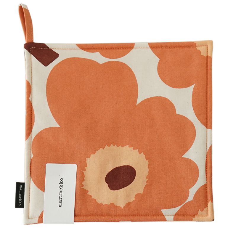 マリメッコ marimekko ポットホルダー 鍋敷き Pieni UNIKKO ウニッコ アプリコット×オフホワイト 071133 834 名入れ  刺しゅう可有料 北欧雑貨 北欧デザイン