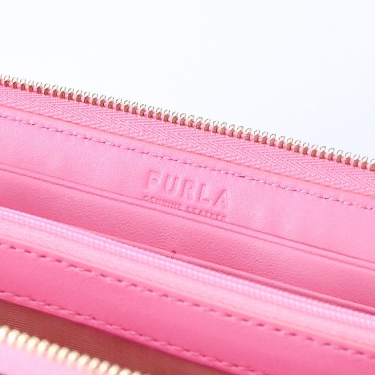 新品】フルラ 見やすい ジップ アラウンド 長財布 バビロンピンク ベージュ