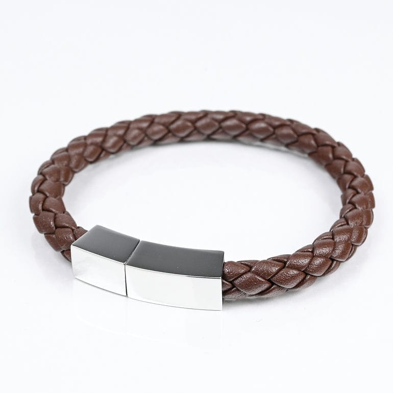 モンアート MONART ブレスレット Sサイズ メンズ レディース ウーブンレザー ブラウン BR/81 A S Made in Italy 名入れ可有料 正規代理店