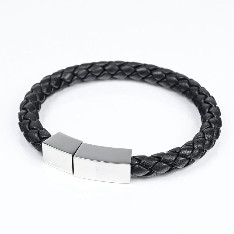 モンアート MONART ブレスレット Sサイズ メンズ レディース ウーブンレザー ブラック BR/81 S Made in Italy 名入れ可有料 正規代理店