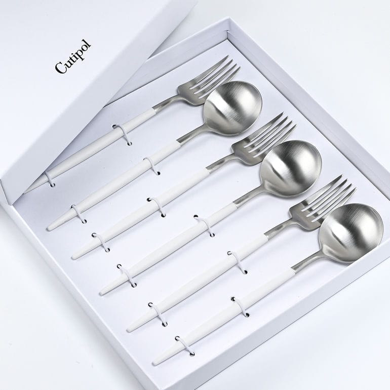 クチポール Cutipol GOA ゴア シルバー×ホワイト 6点セット ディナー