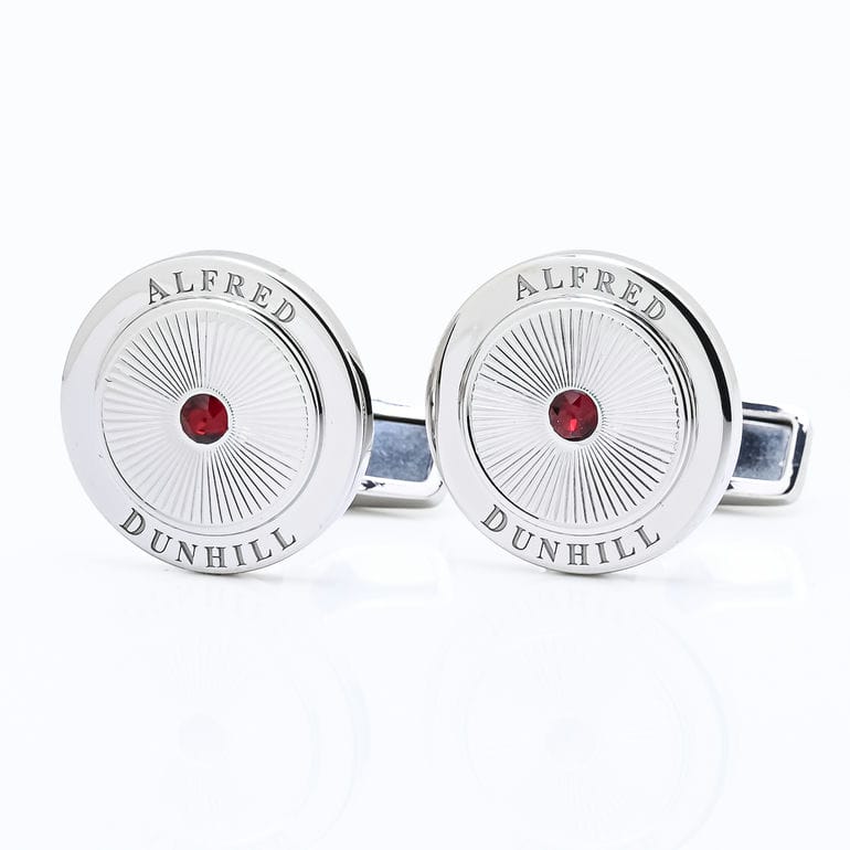 【名入れ可有料】ダンヒル dunhill カフス カフリンクス カフスボタン アロイ メンズ シルバー クリスタルレッド DU24FUS8201040 英国 <br>【スペシャルラッピング660円(別売り)】