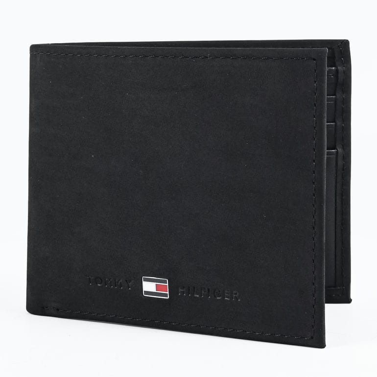【名入れ可有料】高品質ヨーロッパ輸入モデル トミーヒルフィガー TOMMY HILFIGER 二つ折り財布 小銭入れなしメンズ JOHNSON MINI CC WALLET ブラック AM0AM00663 002 BK ウォレット 折財布<br>【スペシャルラッピング660円(別売り)】
