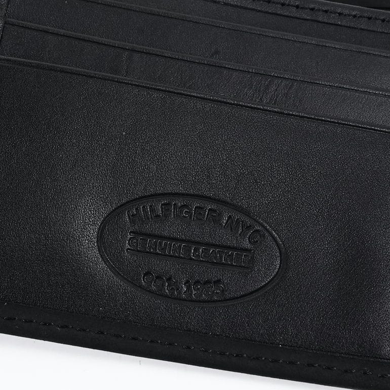 【名入れ可有料】高品質ヨーロッパ輸入モデル トミーヒルフィガー TOMMY HILFIGER 二つ折り財布 小銭入れなしメンズ JOHNSON MINI CC WALLET ブラック AM0AM00663 002 BK ウォレット 折財布<br>【スペシャルラッピング660円(別売り)】