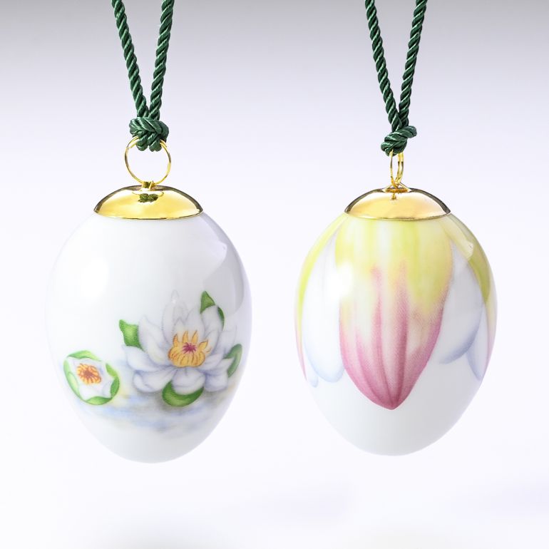 ロイヤルコペンハーゲン 2023年 イースターエッグ 2個セット オーナメント ウォーターリリー&ペタル 1252088(1066078) インテリア オブジェ 置物 北欧食器 洋食器 ROYAL COPENHAGEN【スペシャルラッピング660円(別売り)】