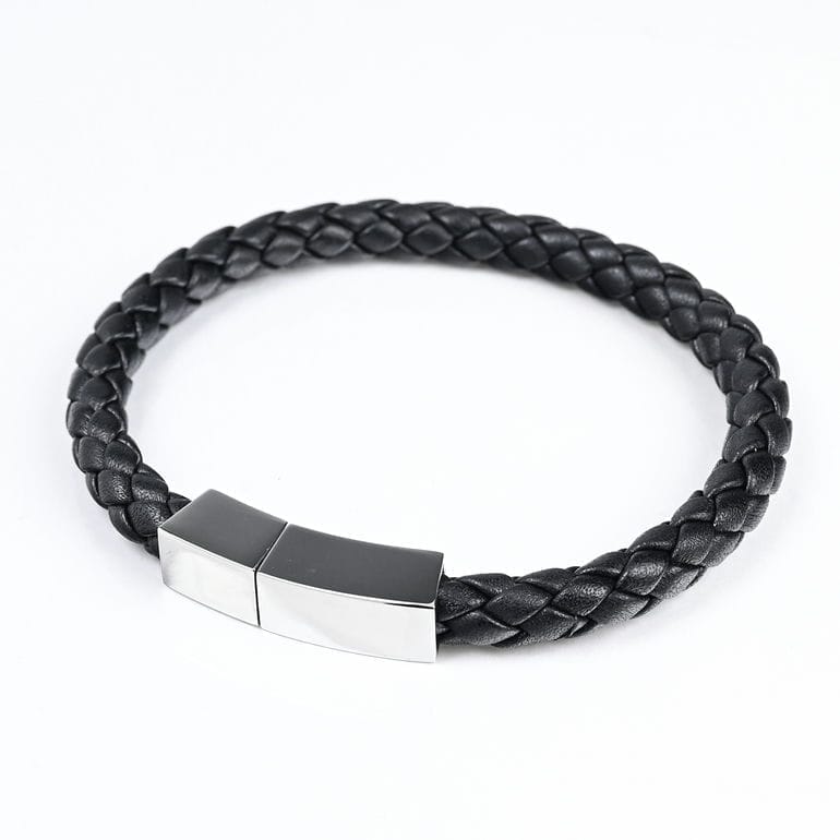モンアート MONART ブレスレット Mサイズ メンズ ウーブンレザー ブラック BR/81 M Made in Italy 名入れ可有料 正規代理店