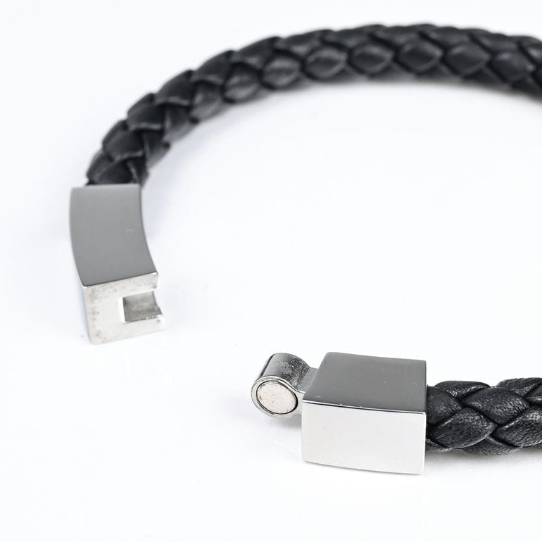 モンアート MONART ブレスレット Mサイズ メンズ ウーブンレザー ブラック BR/81 M Made in Italy 名入れ可有料 正規代理店