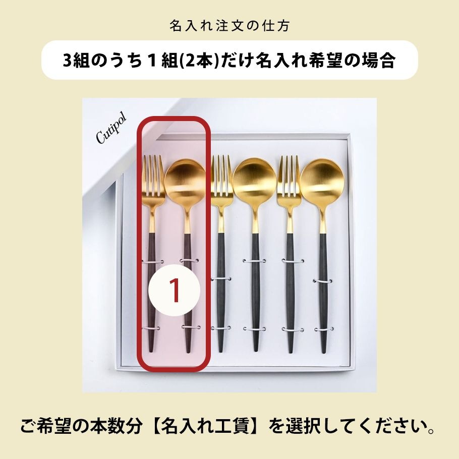 クチポール Cutipol GOA ゴア ゴールド×ブラック 6点セット ディナー フォーク スプーン 洋食器【名入れ対応】【スペシャルラッピング660円(別売り)】