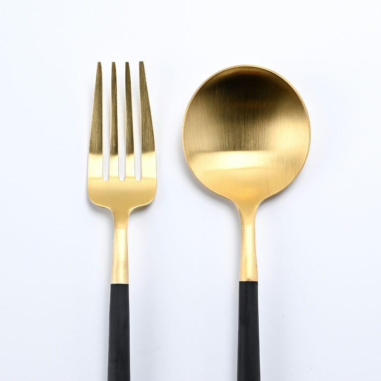 クチポール Cutipol GOA ゴア ゴールド×ブラック 6点セット ディナー フォーク スプーン 洋食器【名入れ対応】【スペシャルラッピング660円(別売り)】