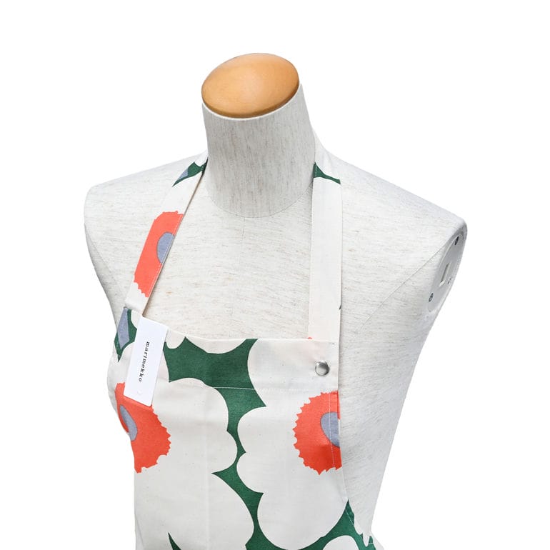 【刺しゅう可有料】マリメッコ marimekko エプロン 2024SS ピエ二 ウニッコ グリーン×ベージュ 73125 073125 612 北欧雑貨 北欧デザイン 【スペシャルラッピング660円(別売り)】