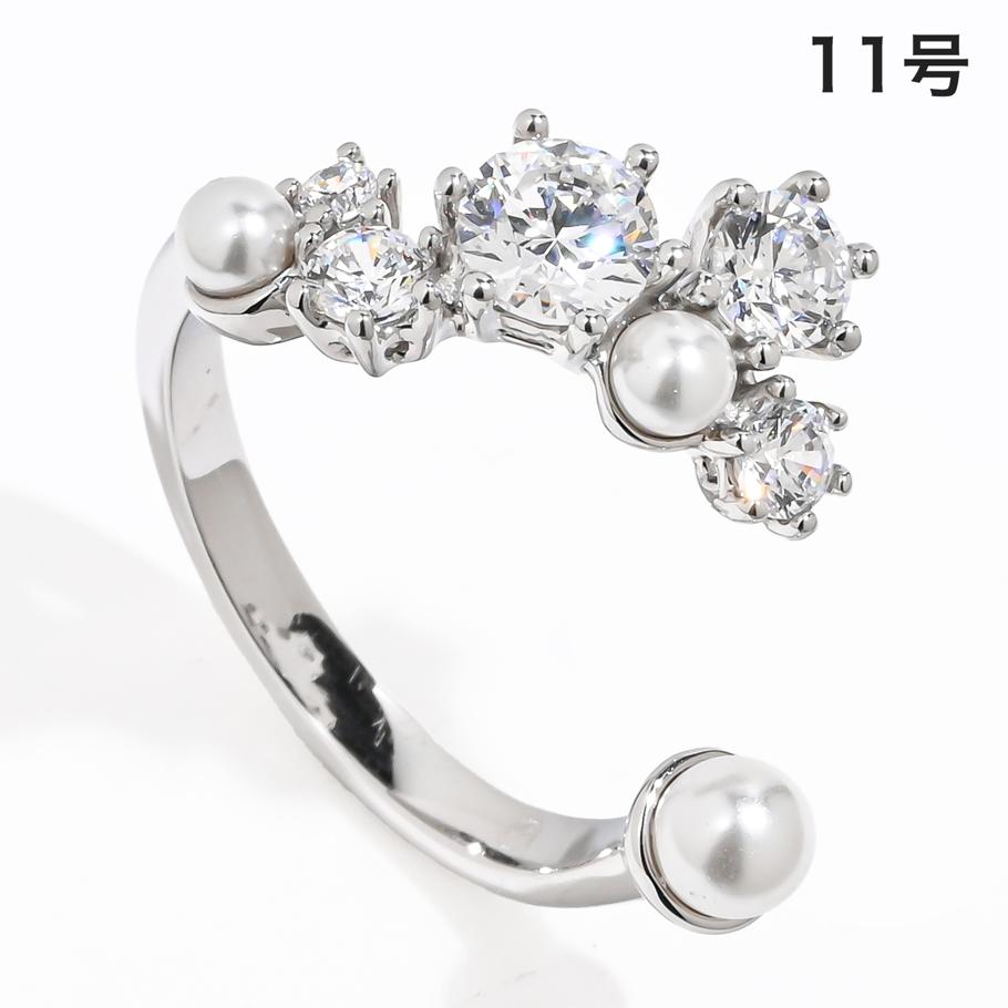 スワロフスキー SWAROVSKI リング 指輪 11号 Constella コンステラ オープンリング クリスタルパール クリア シルバー 5705598 ジュエリー【スペシャルラッピング660円(別売り)】