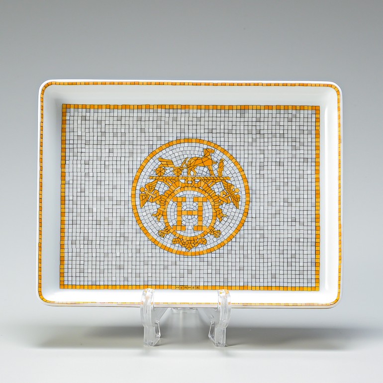 エルメス HERMES モザイク ヴァンキャトル 26089P 16cm×12cm スクエアプレート 寿司 すしプレート 洋食器 名入れ可有料  【スペシャルラッピングB対応(別売り)】