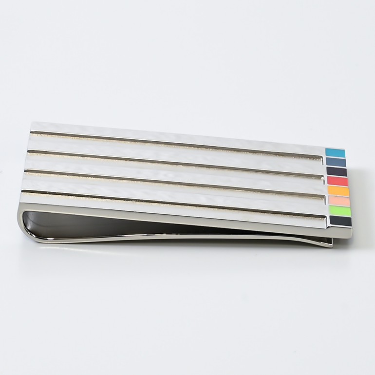 ポールスミス Paul Smith マネークリップ マルチストライプ エッチング シルバー MONE EETCH 97 名入れ可有料【スペシャルラッピング660円(別売り)】