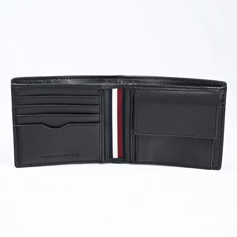 高品質ヨーロッパ輸入モデル トミーヒルフィガー TOMMY HILFIGER 二つ折り財布 CENTRAL CC AND コイン メンズ ブラック AM0AM11589 BDS BLACK ウォレット 折財布 折りたたみ 名入れ可有料