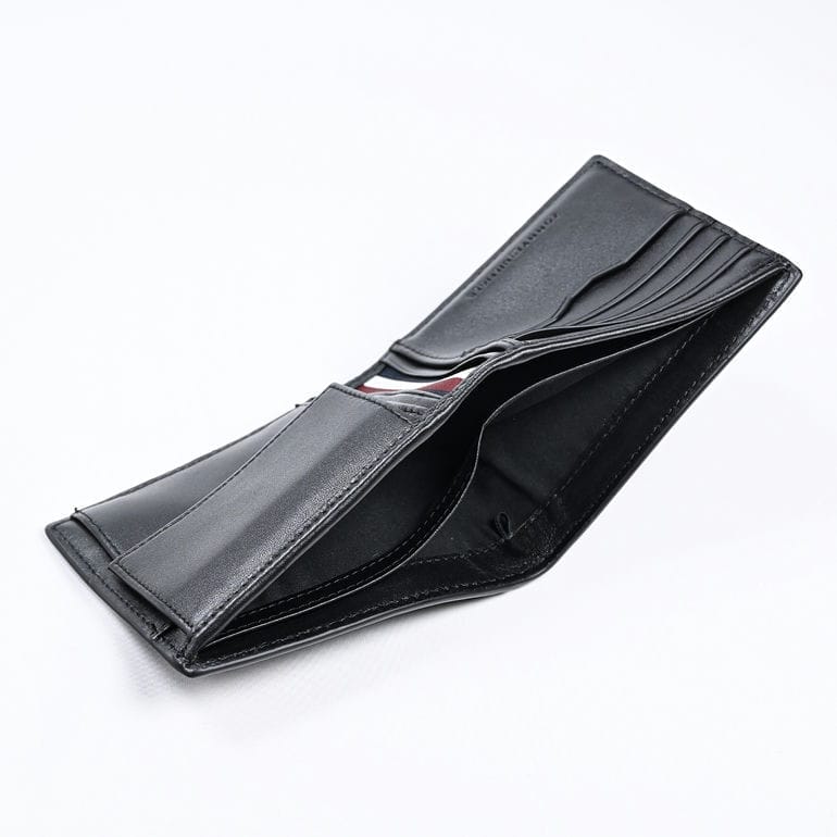 高品質ヨーロッパ輸入モデル トミーヒルフィガー TOMMY HILFIGER 二つ折り財布 CENTRAL CC AND コイン メンズ ブラック AM0AM11589 BDS BLACK ウォレット 折財布 折りたたみ 名入れ可有料