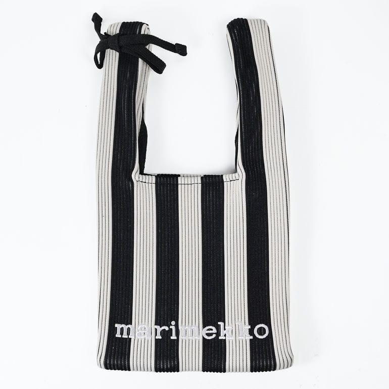 マリメッコ　ニットバッグ　白黒 marimekko】ニット バッグ ラージ Unikko ショルダーバッグ (marimekko