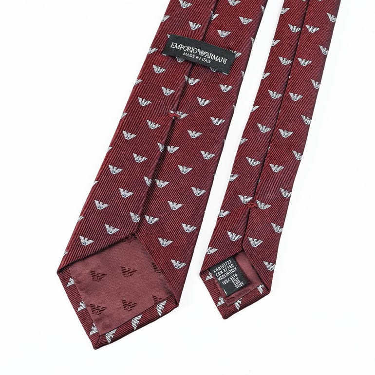 【名入れ可有料】エンポリオ アルマーニ EMPORIO ARMANI ネクタイ メンズ 大剣幅7.5cm シルク100% イーグルロゴ ボルドー MADE IN ITALY 340075 3R616 00276<br>【スペシャルラッピング660円(別売り)】