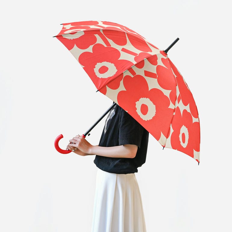 マリメッコ marimekko 傘 長傘 アンブレラ ジャンプ傘 雨傘 スティック ウニッコ コーラルレッド 94137 094137 383 北欧雑貨 北欧デザイン