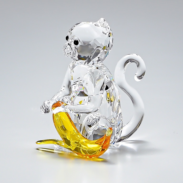 スワロフスキー SWAROVSKI フィギュリン サルとバナナ フィギュア 