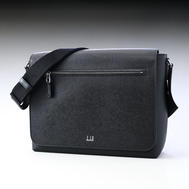 ダンヒル dunhill クロスショルダー バッグ メンズ カドガン ラージ フラップ メッセンジャーバッグ ブラック 22F3925CA001