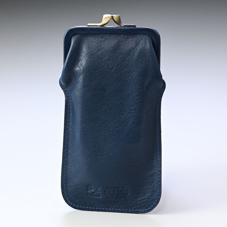 イルビゾンテ IL BISONTE メガネケース メンズ レディース バケッタレザー ブルー ネイビー SCA025PV0005BL137B(C0672P 866) 名入れ可有料 箔押し【スペシャルラッピング660円(別売り)】