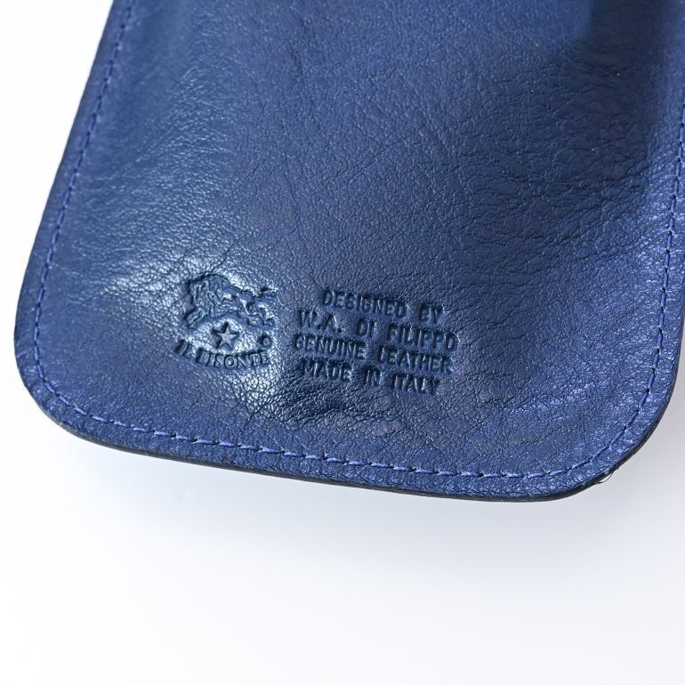 イルビゾンテ IL BISONTE メガネケース メンズ レディース バケッタレザー ブルー ネイビー SCA025PV0005BL137B(C0672P 866) 名入れ可有料 箔押し【スペシャルラッピング660円(別売り)】
