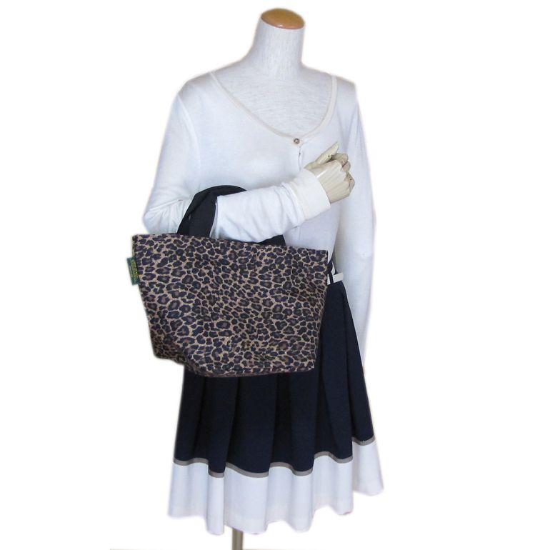 エルベシャプリエ トートバッグ レディース 舟形 M ナイロン パンサー ヒョウ柄 1027F F12