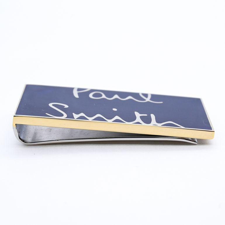 ポールスミス Paul Smith マネークリップ シグネチャーロゴ ネイビー MONE/KLOGO 47 名入れ可有料