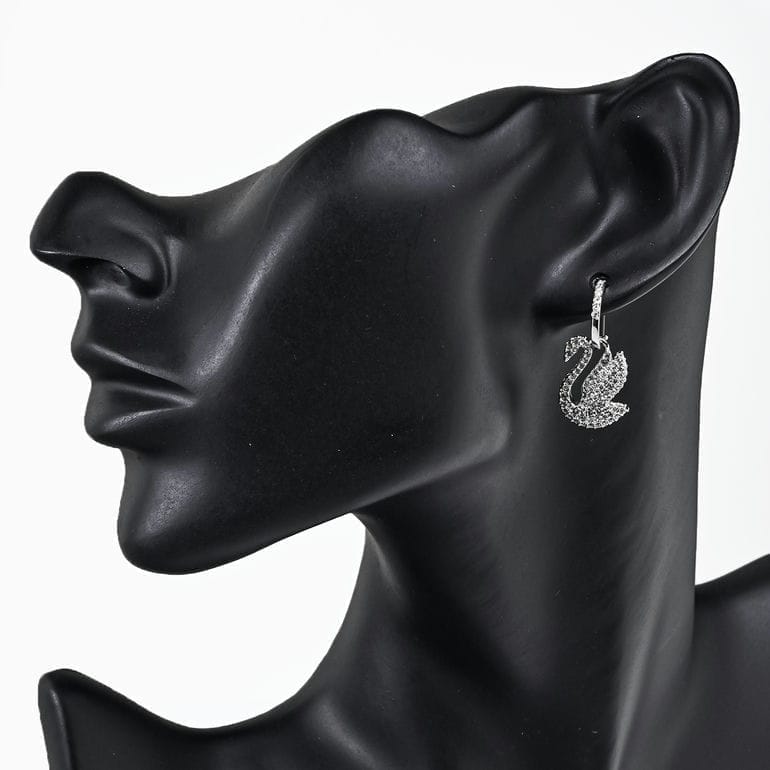 【美品】SWAROVSKIドロップピアス スワロフスキー SWAROVSKI ピアス Swan スワン 白鳥 ドロップピアス