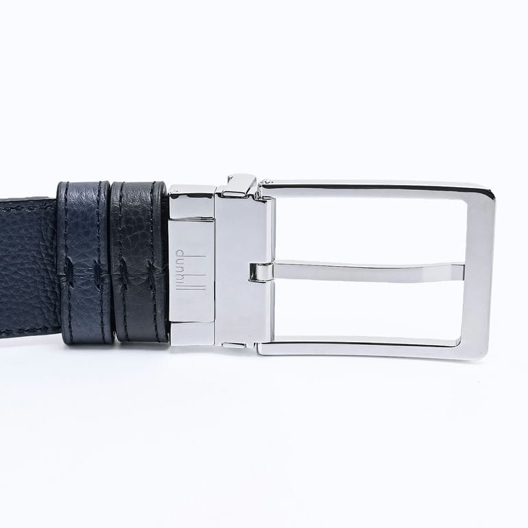 ダンヒル ベルト メンズ dunhill 幅3.5cm リバーシブル ラウンドローラーバックル グレインレザー ブラック ネイビー ストリンガシステム対応 DU24F4T21PP001 英国 【名入れ可有料】<br>【スペシャルラッピング660円(別売り)】