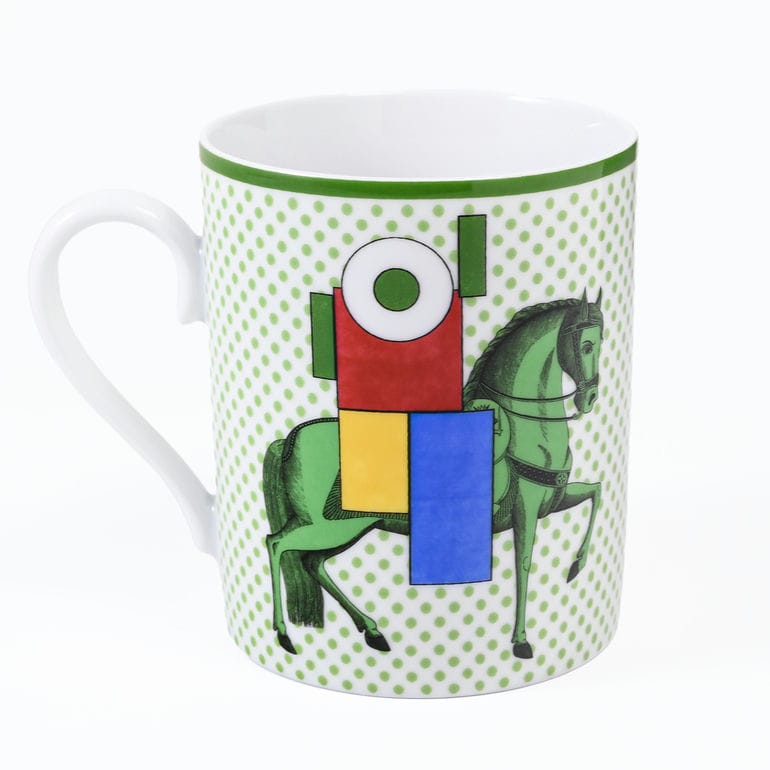 エルメス HERMES マグカップ ペア 2個セット 300ml Cavalier en Formes カヴァリエ・アン・フォルム ブルー グリーン 59431P P059431P 059431P 限定 洋食器 高級  【スペシャルラッピング660円(別売り)】