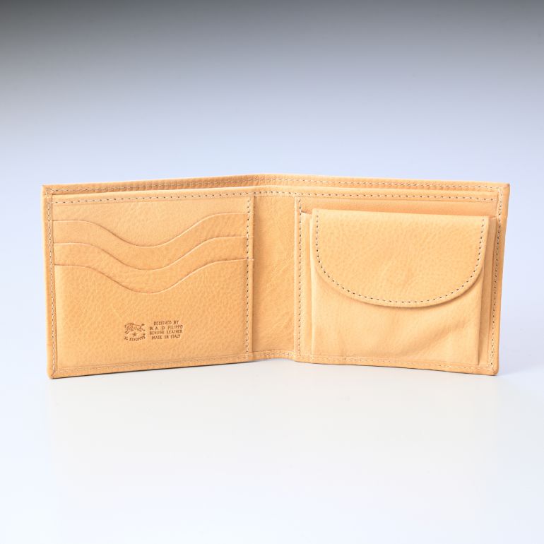 イルビゾンテ IL BISONTE 財布 二つ折り財布 メンズ レディース バケッタレザー ナチュラル ヌメ SBW007PV0005NA106N(C0487MP 120N) 名入れ可有料 箔押し【スペシャルラッピング660円(別売り)】