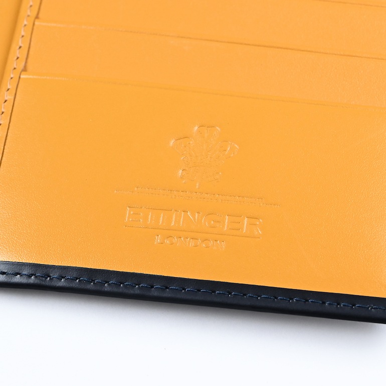 エッティンガー ETTINGER 財布 長札 長財布 小銭入れナシ メンズ ブライドルレザー バイカラー BH806AJR NAVY ネイビー  箔押し名入れ可有料 【スペシャルラッピング660円(別売り)】