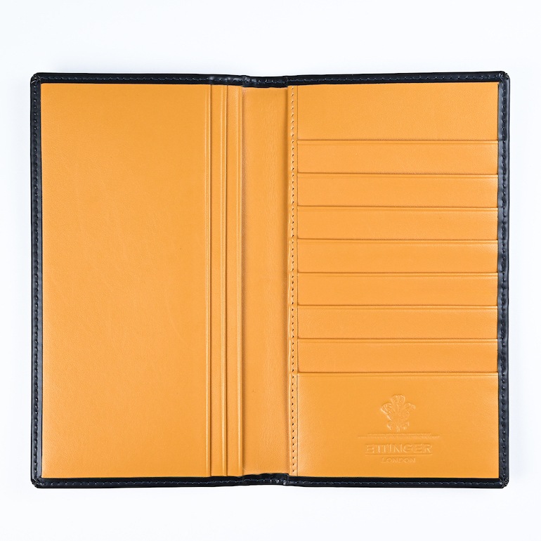 エッティンガー ETTINGER 財布 長札 長財布 小銭入れナシ メンズ ブライドルレザー バイカラー BH806AJR NAVY ネイビー  箔押し名入れ可有料 【スペシャルラッピング660円(別売り)】