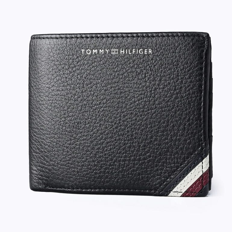 【名入れ可有料】高品質ヨーロッパ輸入モデル トミーヒルフィガー TOMMY HILFIGER 二つ折り財布 小銭入れ付 フラップタイプ CC FLAP AND COIN メンズ ブラック AM0AM13141 BDS BLACK ウォレット 折財布【スペシャルラッピング660円(別売り)】