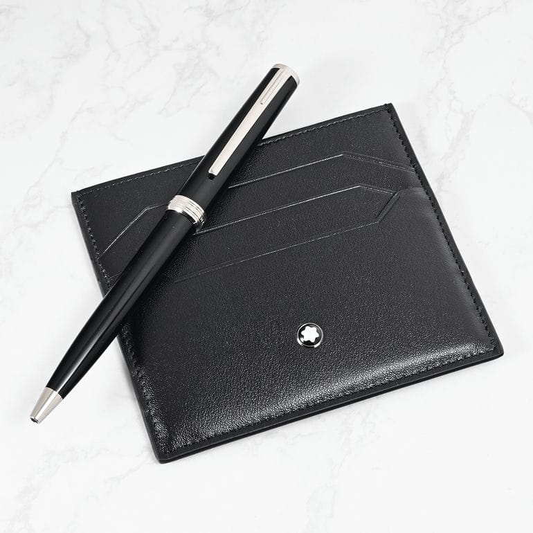 【名入れ可有料】モンブラン MONTBLANC ボールペン カードケース セット 137793 PIX マイスターシュテュック ブラック シルバー 【2年間メーカー国際保証付】【スペシャルラッピング660円(別売り)】