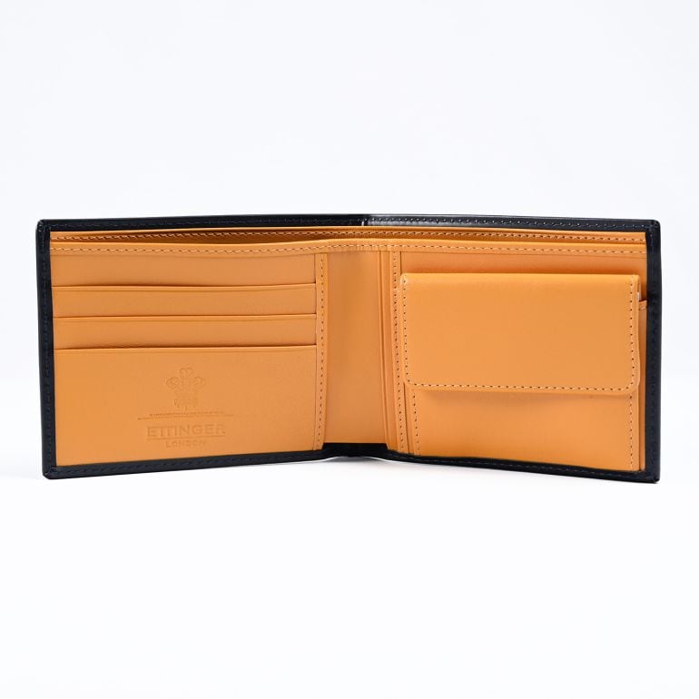 エッティンガー ETTINGER 二つ折り財布 メンズ ブライドルレザー バイカラー BH141JR NAVY ネイビー 箔押し名入れ可有料 【スペシャルラッピング660円(別売り)】