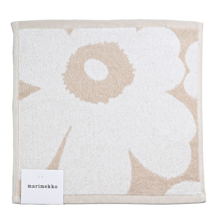 マリメッコ marimekko ハンドタオル 30×30cm ミニタオル ハンカチ UNIKKO ウニッコ ベージュ×ホワイト 072792-810(070233 810) 名入れ 刺しゅう可有料 北欧雑貨 北欧デザイン ネコポス限定 送料無料<br>【スペシャルラッピング660円(別売り)】