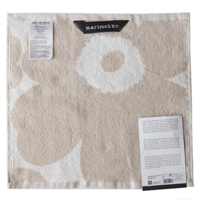 マリメッコ marimekko ハンドタオル 30×30cm ミニタオル ハンカチ UNIKKO ウニッコ ベージュ×ホワイト 072792-810(070233 810) 名入れ 刺しゅう可有料 北欧雑貨 北欧デザイン ネコポス限定 送料無料<br>【スペシャルラッピング660円(別売り)】