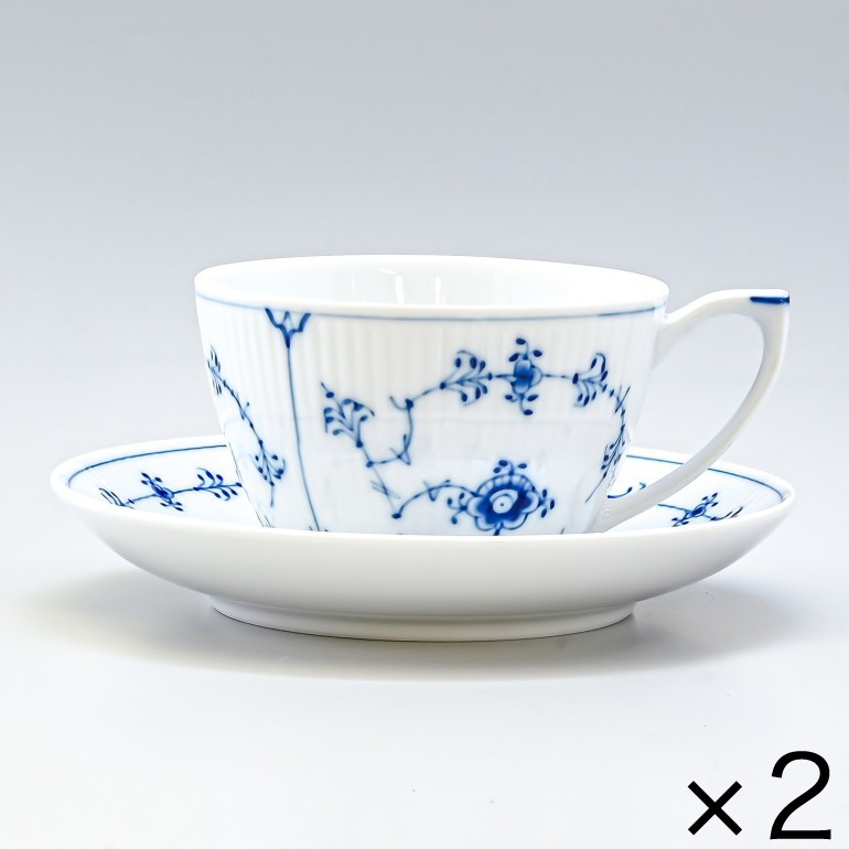 2個セット ロイヤルコペンハーゲン ブルーフルーテッド プレイン ティーカップ＆ソーサー 280ml 1101086 1016757 北欧食器 洋食器 ROYAL COPENHAGEN カップアンドソーサー 【スペシャルラッピング660円(別売り)】
