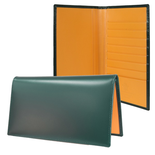 エッティンガー ETTINGER 財布 長札 長財布 小銭入れナシ メンズ ブライドルレザー バイカラー BH806AJR グリーン 名入れ可有料 【スペシャルラッピング660円(別売り)】