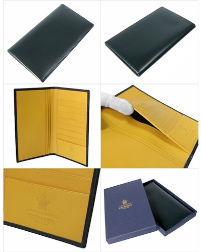 エッティンガー ETTINGER 財布 長札 長財布 小銭入れナシ メンズ ブライドルレザー バイカラー BH806AJR グリーン 名入れ可有料 【スペシャルラッピング660円(別売り)】