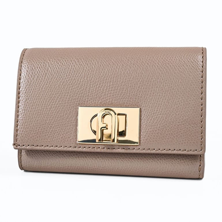 新品 フルラコンパクト三つ折り財布 ロゴ金具グレーウォレットレザー フルラ FURLA 三つ折り財布 小銭入れ付き 1927 Mサイズ