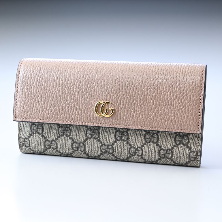 【名入れ可有料】グッチ GUCCI 長財布 レディース プチ マーモント ダブルG ピンク×ベージュ 456116 17WAG 5788 【スペシャルラッピング660円(別売り)】