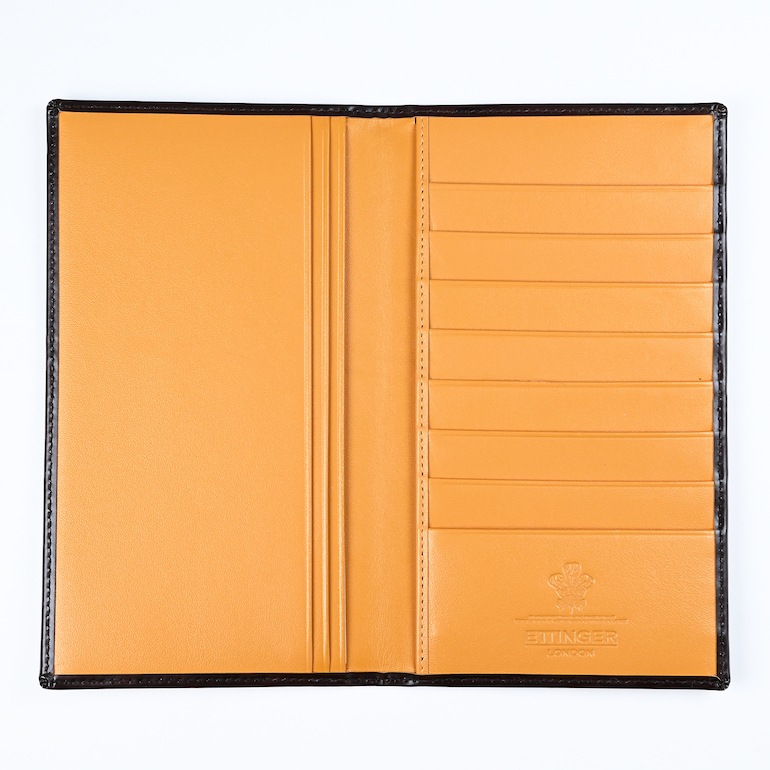 エッティンガー ETTINGER 財布 長札 長財布 小銭入れナシ メンズ ブライドルレザー バイカラー BH806AJR NUT ナッツ  箔押し名入れ可有料 【スペシャルラッピング660円(別売り)】