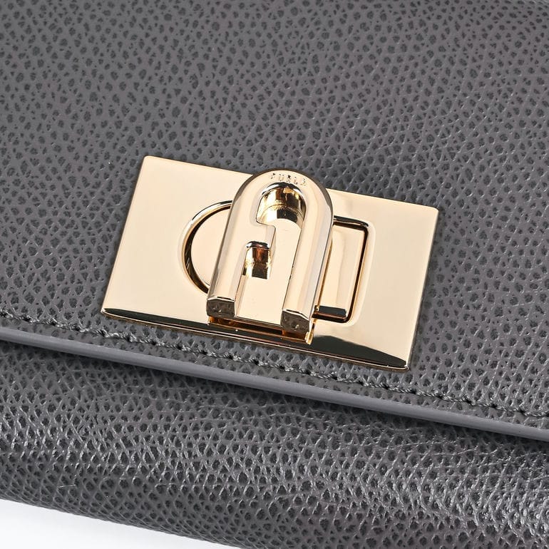 新品 フルラコンパクト三つ折り財布 ロゴ金具グレーウォレットレザー フルラ FURLA 三つ折り財布 小銭入れ付き 1927 Mサイズ