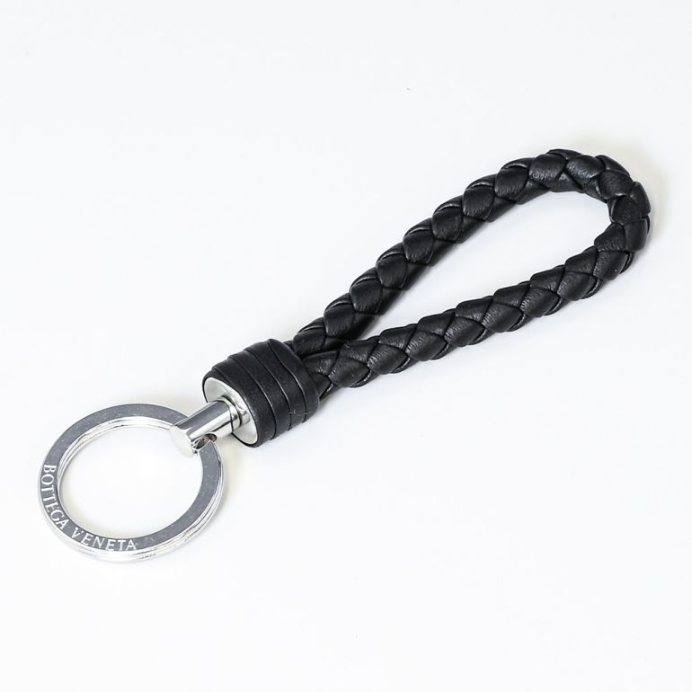 ボッテガヴェネタ BOTTEGA VENETA キーリング キーホルダー ロゴ刻印 レザー ブラック 608783 VO0BG 8803【スペシャルラッピング660円(別売り)】