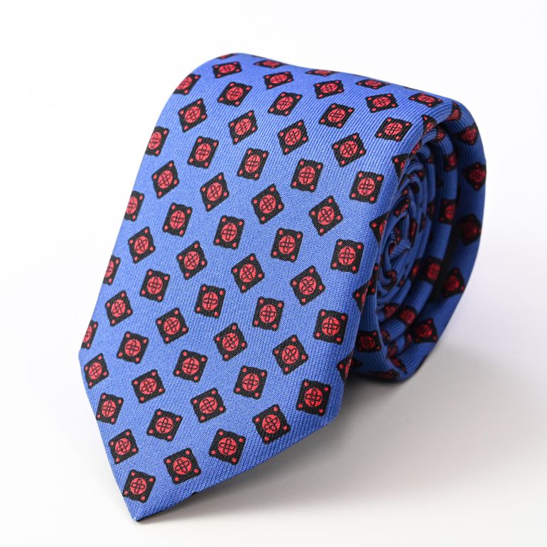 ダンヒル dunhill ネクタイ メンズ ネイビー 大剣幅8cm シルク100% プリントガスケット 23RPTP4G5472 MADE IN ITALY 刺しゅう名入れ対応<br>【スペシャルラッピング660円(別売り)】